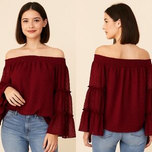 Elegant Off-Shoulder Maroon Blouse